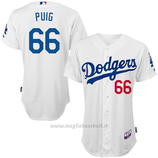 Maglia Baseball Uomo Los Angeles Dodgers Yasiel Puig Bianco 1ªCivil Rights Commemoratif Giocatore Autentico